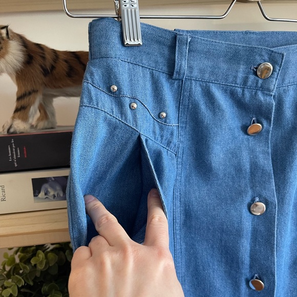 90’s lightweight denim cotton buttoned skirt / 6p - Picture 8 of 13